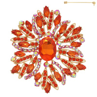 CRYSTAL RHINESTONE VINE CLUSTER BROOCH PIN